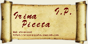 Irina Pičeta vizit kartica